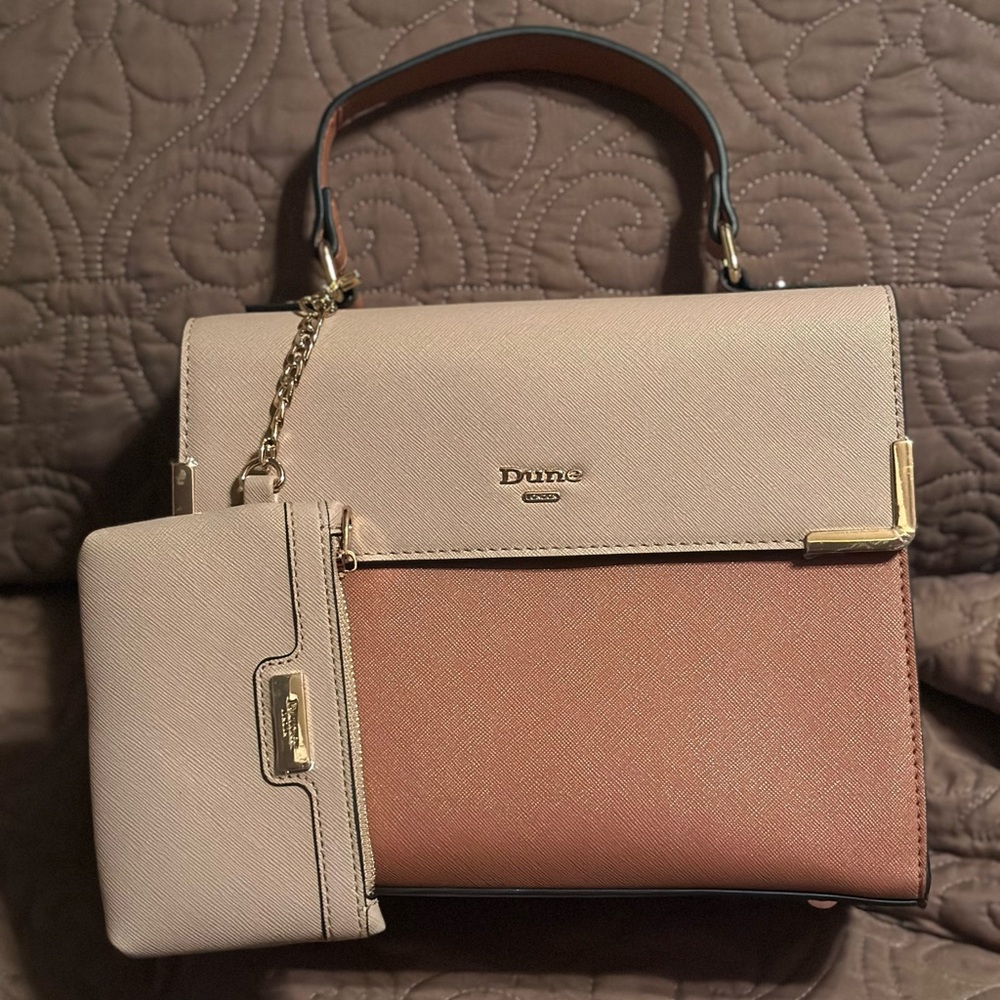 Dune London tote purse with crossbody strap and coin purse